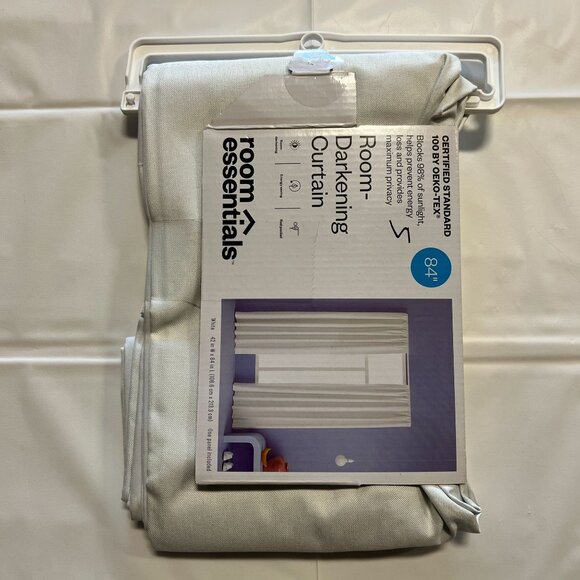 Room Essentials Room Darkening Heathered Window Curtain Panel White 42" x 84" - Picture 2 of 3